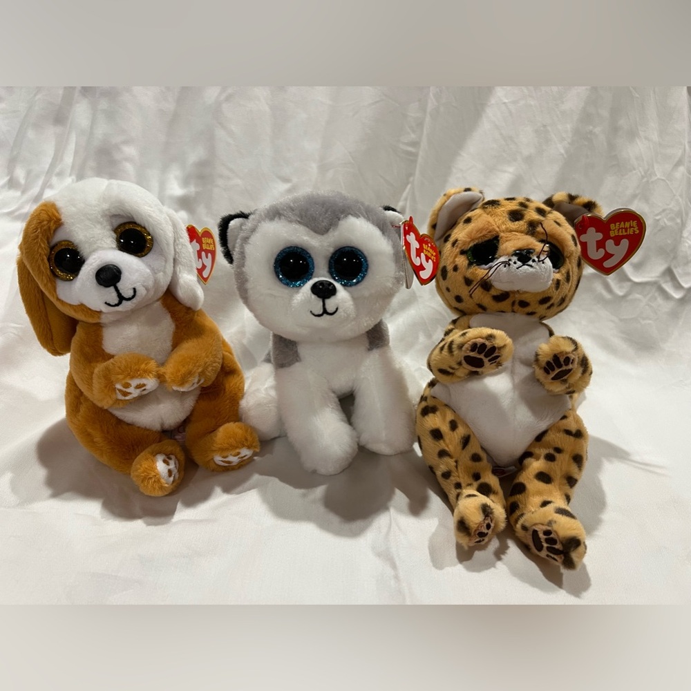 3 beanie babies and bellies bundle